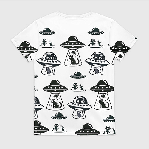 Женская футболка UFO и котики / 3D-принт – фото 2