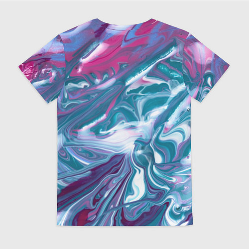Женская футболка Абстракция бело сине красный мрамор / 3D-принт – фото 2