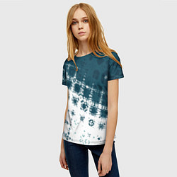 Футболка женская Узорчатая текстура сине-белая, цвет: 3D-принт — фото 2