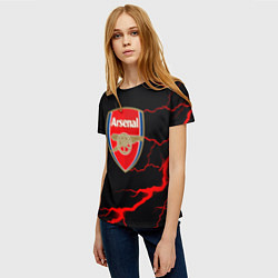 Футболка женская Arsenal красные молнии, цвет: 3D-принт — фото 2
