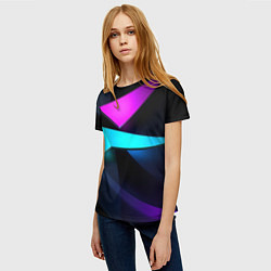 Футболка женская Neon colored geometric, цвет: 3D-принт — фото 2