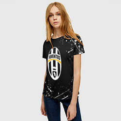 Футболка женская Juventus белые краски всплеск, цвет: 3D-принт — фото 2