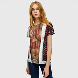 Футболка женская Костюм деда мороза с накаченным прессом, цвет: 3D-принт — фото 2