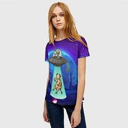 Футболка женская Инопланетяне похищают корову, цвет: 3D-принт — фото 2