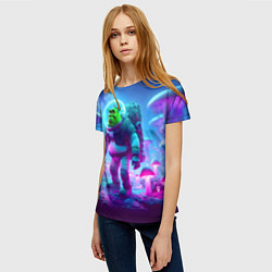 Футболка женская Шрек бравый космонавт на планете неоновых грибов, цвет: 3D-принт — фото 2