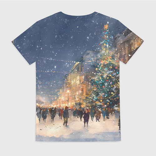 Женская футболка Новый год в Москве новогодняя елка / 3D-принт – фото 2