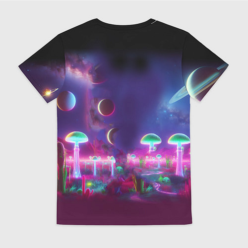 Женская футболка Космонавт Шрук в неоновом скафандре на загадочной / 3D-принт – фото 2
