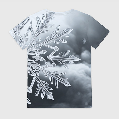 Женская футболка Снежинка на черно белое / 3D-принт – фото 2