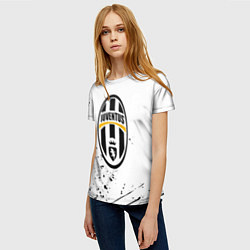 Футболка женская Ювентус черные краски всплеск, цвет: 3D-принт — фото 2