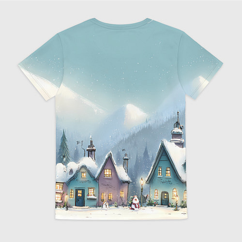Женская футболка Новогодние дома / 3D-принт – фото 2