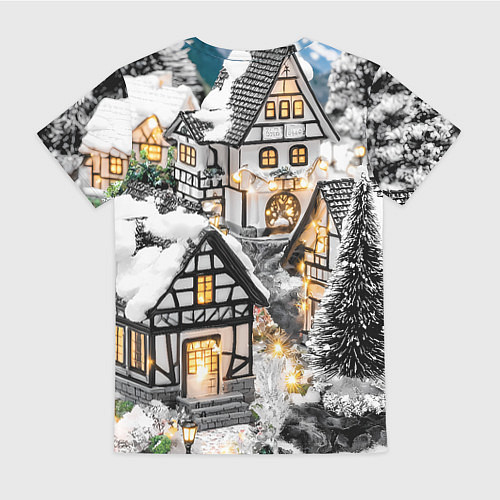 Женская футболка Объемные новогодние дома / 3D-принт – фото 2