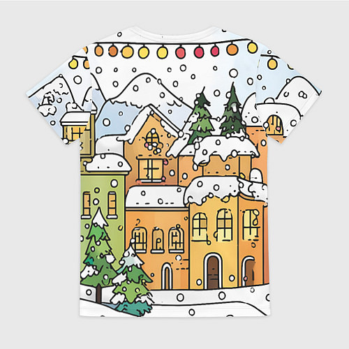 Женская футболка Новогодний снегопад / 3D-принт – фото 2