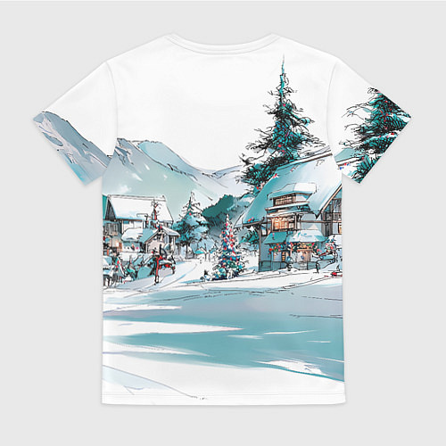 Женская футболка Дома и елки - Новый год / 3D-принт – фото 2