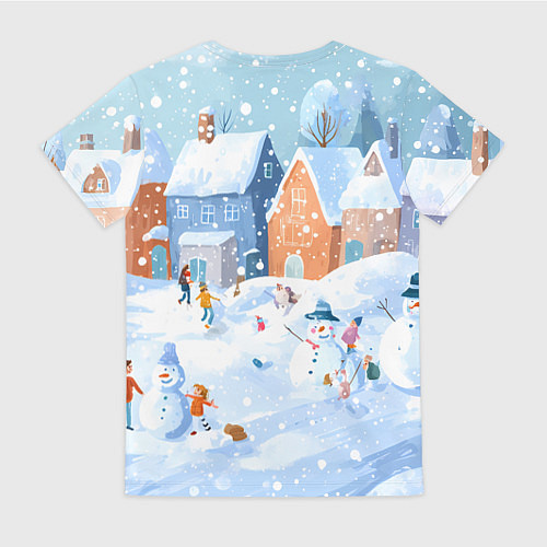 Женская футболка Предновогодний день во дворе / 3D-принт – фото 2