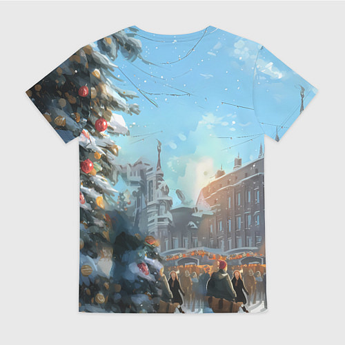 Женская футболка Лошадка на новогодней площади / 3D-принт – фото 2