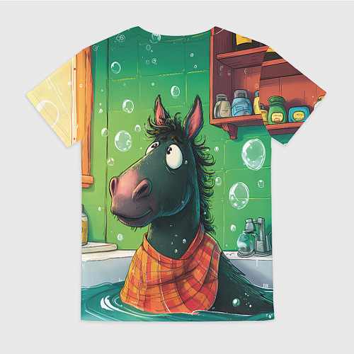 Женская футболка Лошадь моется в ванной / 3D-принт – фото 2