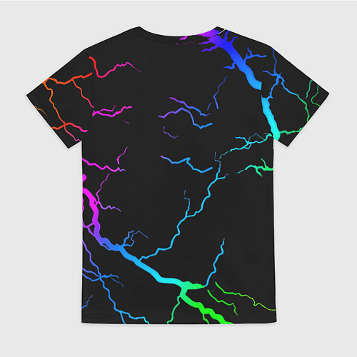 Женская футболка Манчестер Юнайтед неоновые молнии / 3D-принт – фото 2