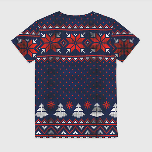 Женская футболка Новогодний вязаный узор / 3D-принт – фото 2