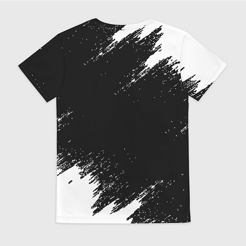 Женская футболка Реал Мадрид черно белые краски / 3D-принт – фото 2