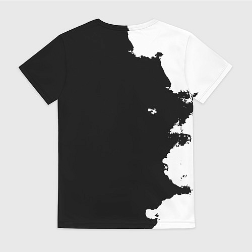 Женская футболка Реал Мадрид черно белые краски / 3D-принт – фото 2