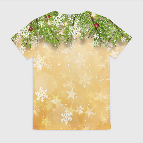 Женская футболка Олень в шапке Санты / 3D-принт – фото 2