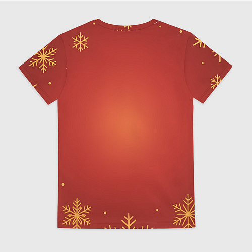 Женская футболка Новогодняя лошадка 2026 на красном фоне / 3D-принт – фото 2