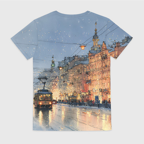 Женская футболка Вечер Санкт-Петербурга / 3D-принт – фото 2