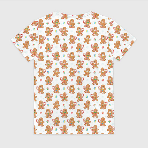 Женская футболка Имбирные человечки и карамельные трости / 3D-принт – фото 2