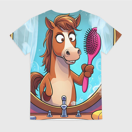 Женская футболка Лошадка с расческой / 3D-принт – фото 2