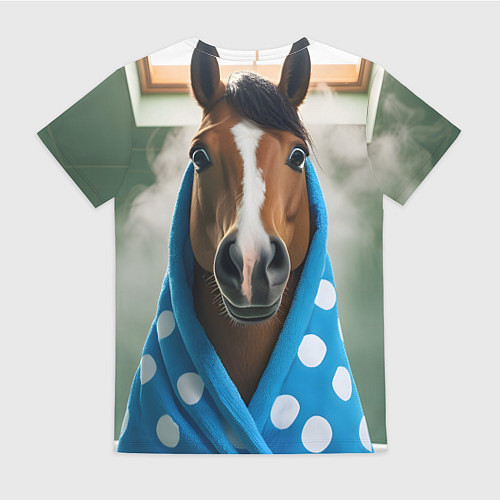 Женская футболка Лошадь в ванной / 3D-принт – фото 2