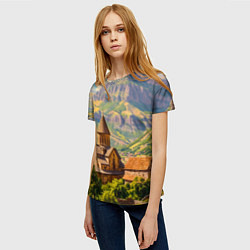 Футболка женская Горный покой: храм среди облаков, цвет: 3D-принт — фото 2