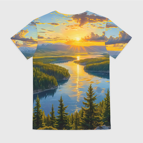 Женская футболка Золотой путь реки / 3D-принт – фото 2