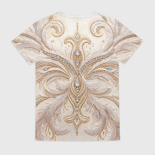 Женская футболка Перламутровый орнамент с перьями / 3D-принт – фото 2