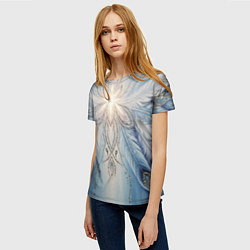 Футболка женская Ледяной перьевой орнамент со светом, цвет: 3D-принт — фото 2
