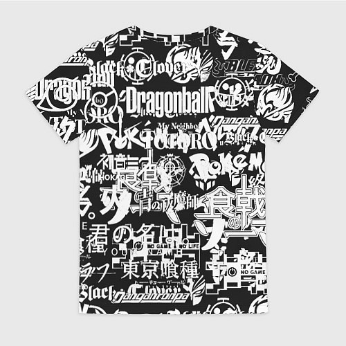 Женская футболка Ювентус аниме черно белые надписи / 3D-принт – фото 2