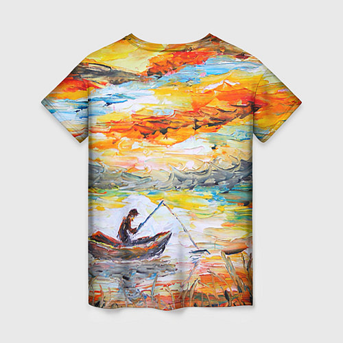 Женская футболка Рыбак на лодке / 3D-принт – фото 2