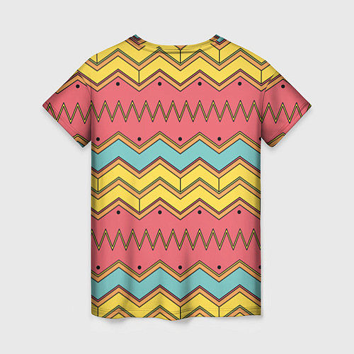 Женская футболка Цветные зигзаги / 3D-принт – фото 2