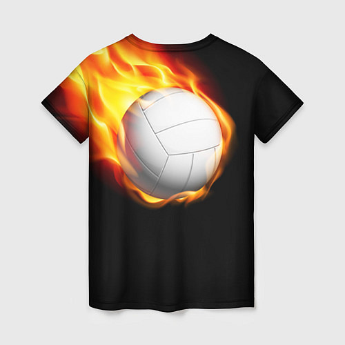 Женская футболка Волейбольный мяч летит в огне / 3D-принт – фото 2