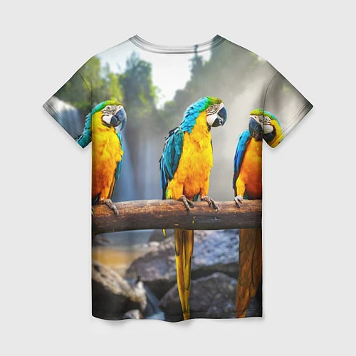 Женская футболка Экзотические попугаи / 3D-принт – фото 2