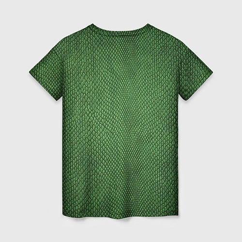 Женская футболка Змеиная зеленая кожа / 3D-принт – фото 2