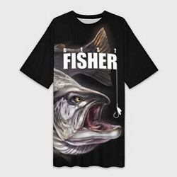 Женская длинная футболка Лучший рыбак