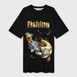 Женская длинная футболка Gold Fishing