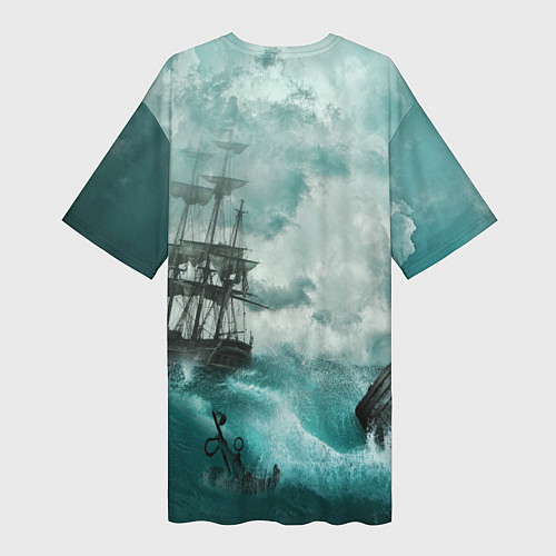 Женская длинная футболка Море / 3D-принт – фото 2
