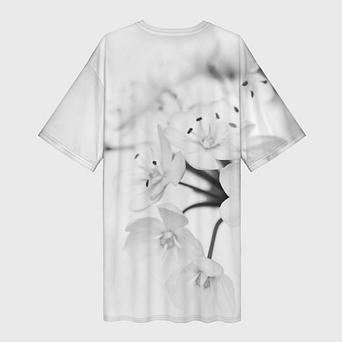 Женская длинная футболка Белая сакура / 3D-принт – фото 2