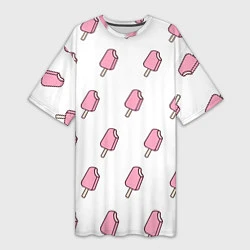 Женская длинная футболка Мороженое розовое