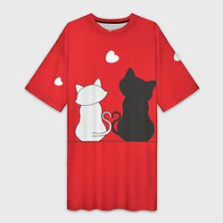 Женская длинная футболка Cat Love