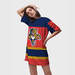Футболка женская длинная Florida Panthers, цвет: 3D-принт — фото 2