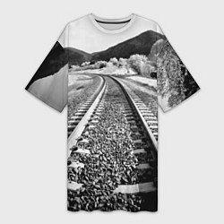 Женская длинная футболка Железная дорога