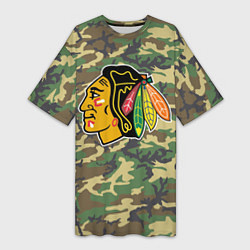 Женская длинная футболка Blackhawks Camouflage
