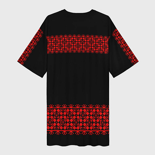 Женская длинная футболка Славянский орнамент (на чёрном) / 3D-принт – фото 2